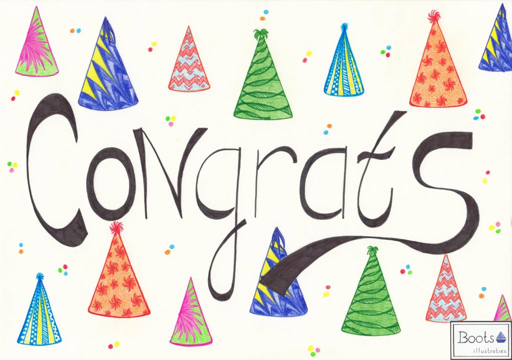 'Congrats' with Party Hats