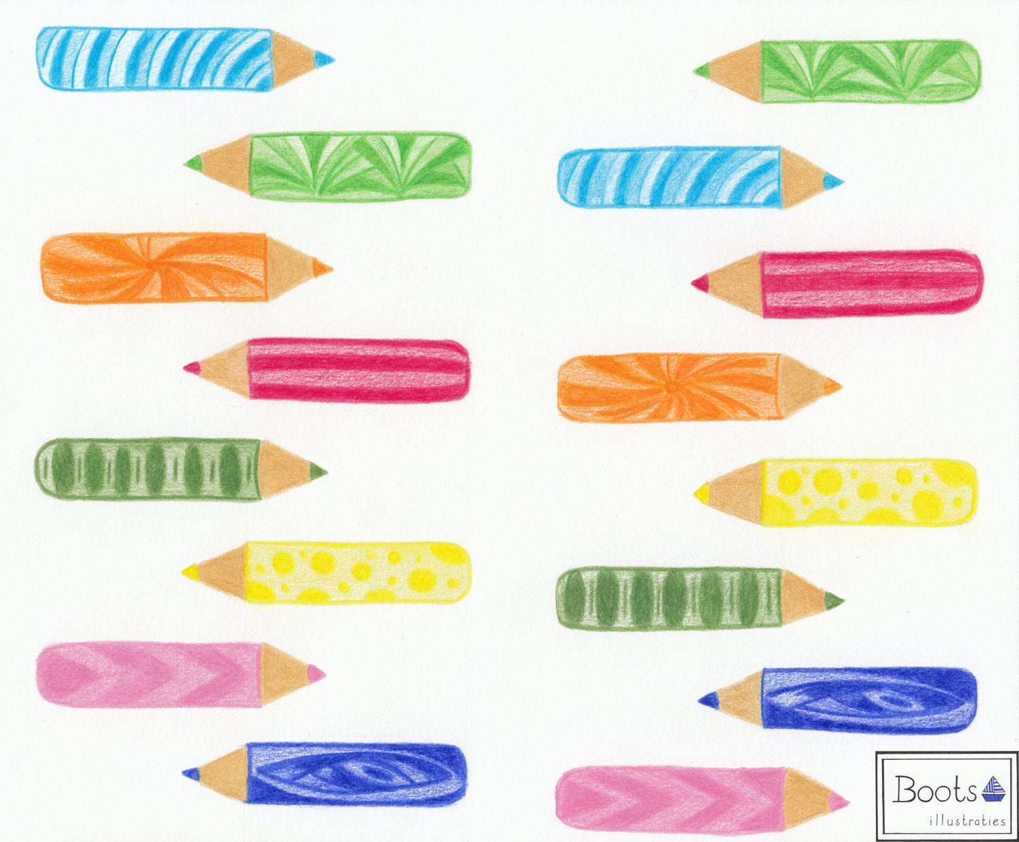 Patroon gekleurde potloden