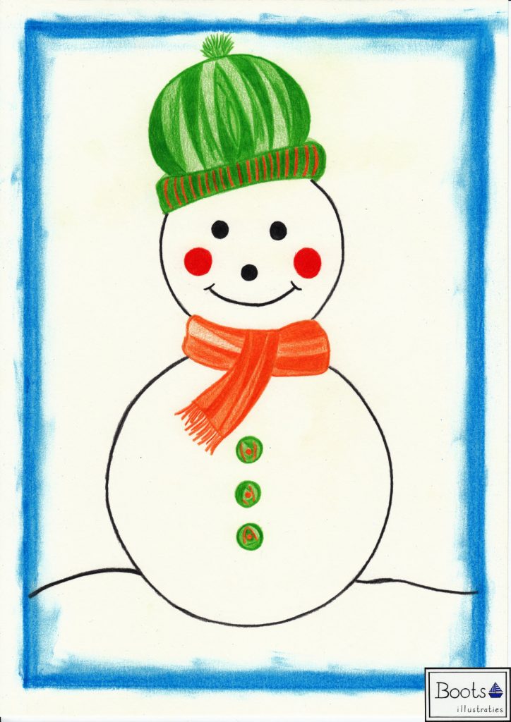 Snowman with Scarf and Beanie