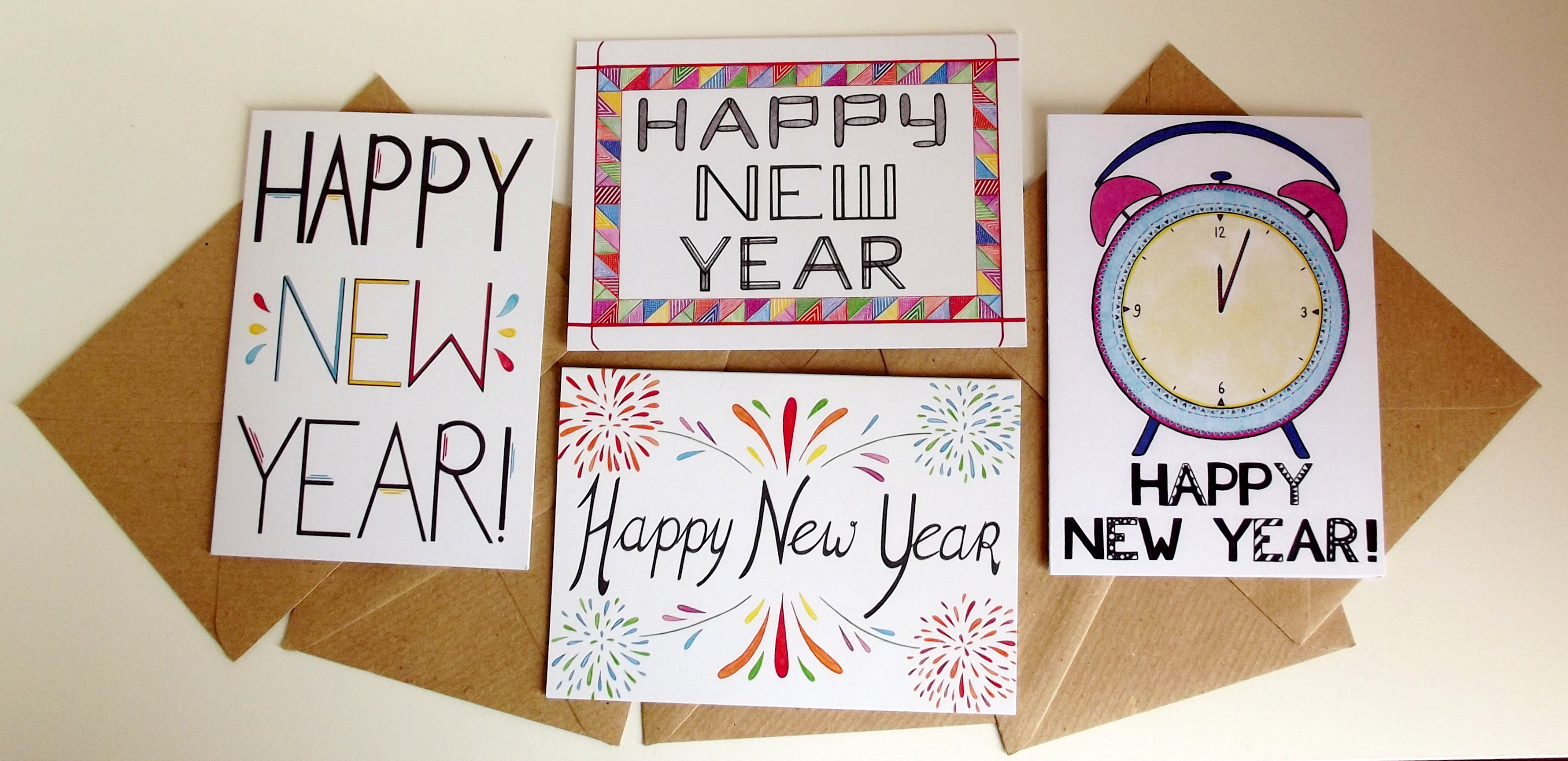 Happy New Year Cards, 2018 Cards, Greeting Cards, Sustainable, Recycled Paper