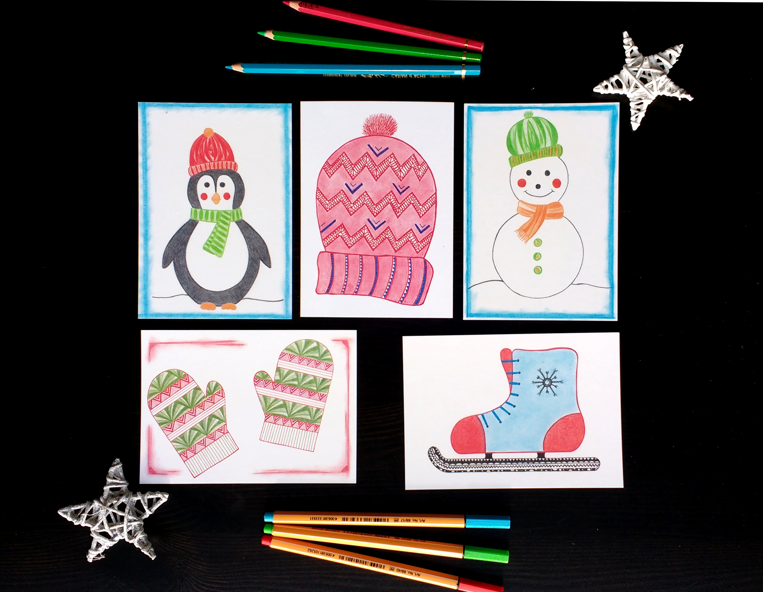 Winter season, Holiday cards, Recycled postcards, Sustainable cards