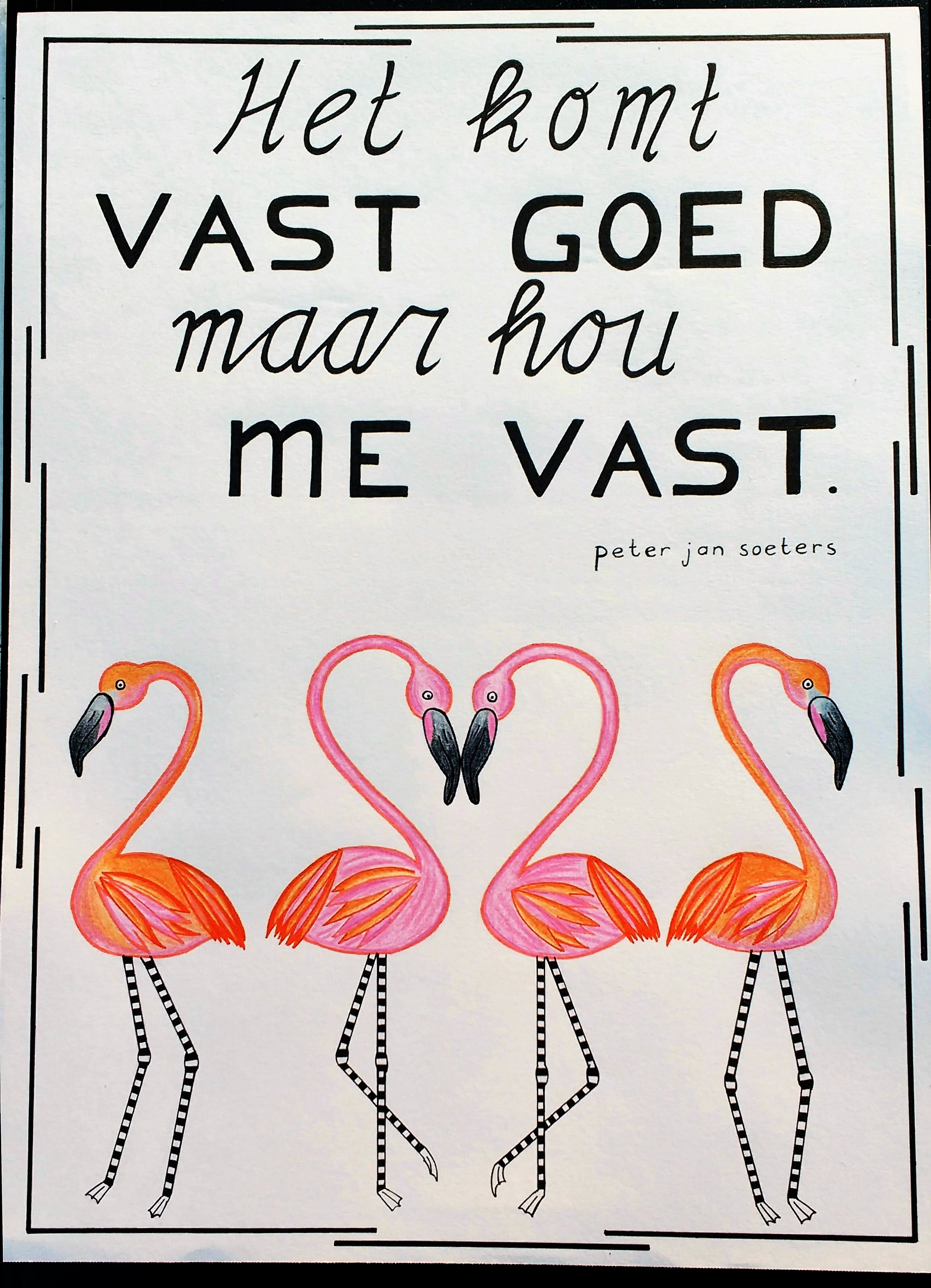 Peter Jan Soeters - Flamingo's, poster duurzaam papier