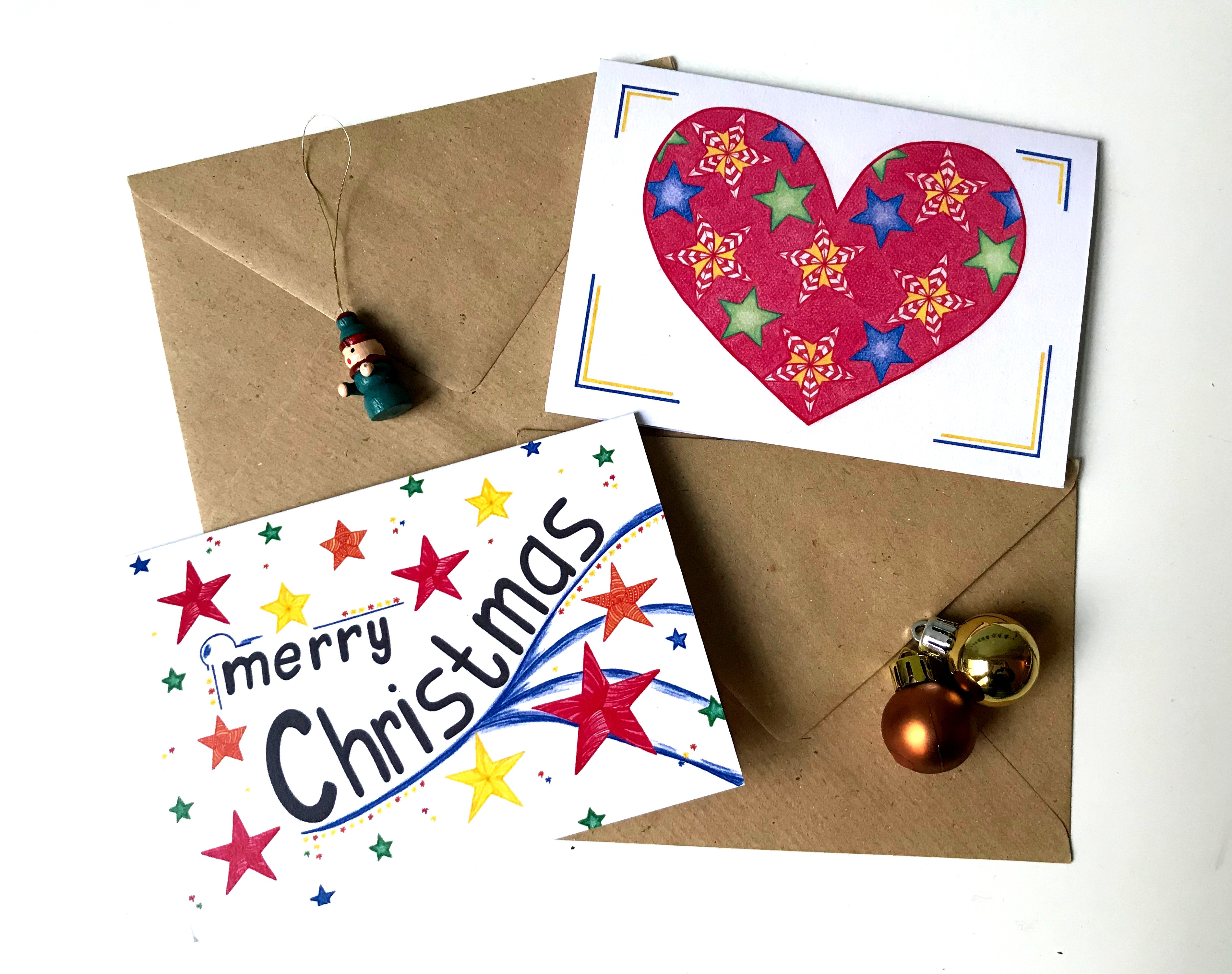Sustainable christmas card, recycled paper, handmade christmas card