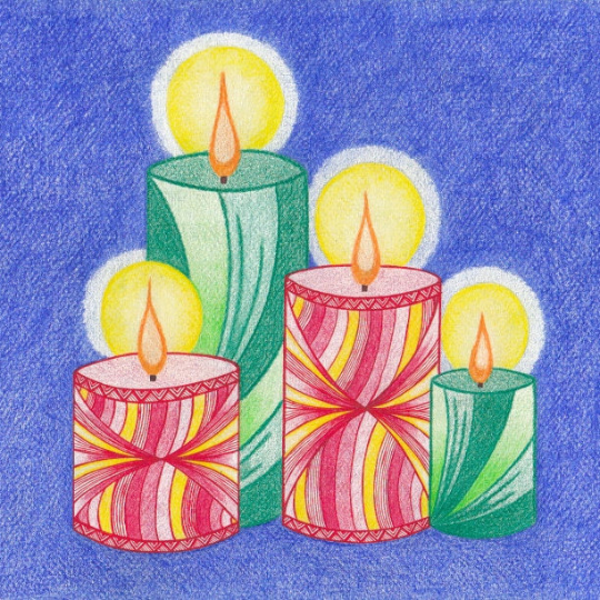 Christmas card recycled paper, candles, Christmas, sustainable